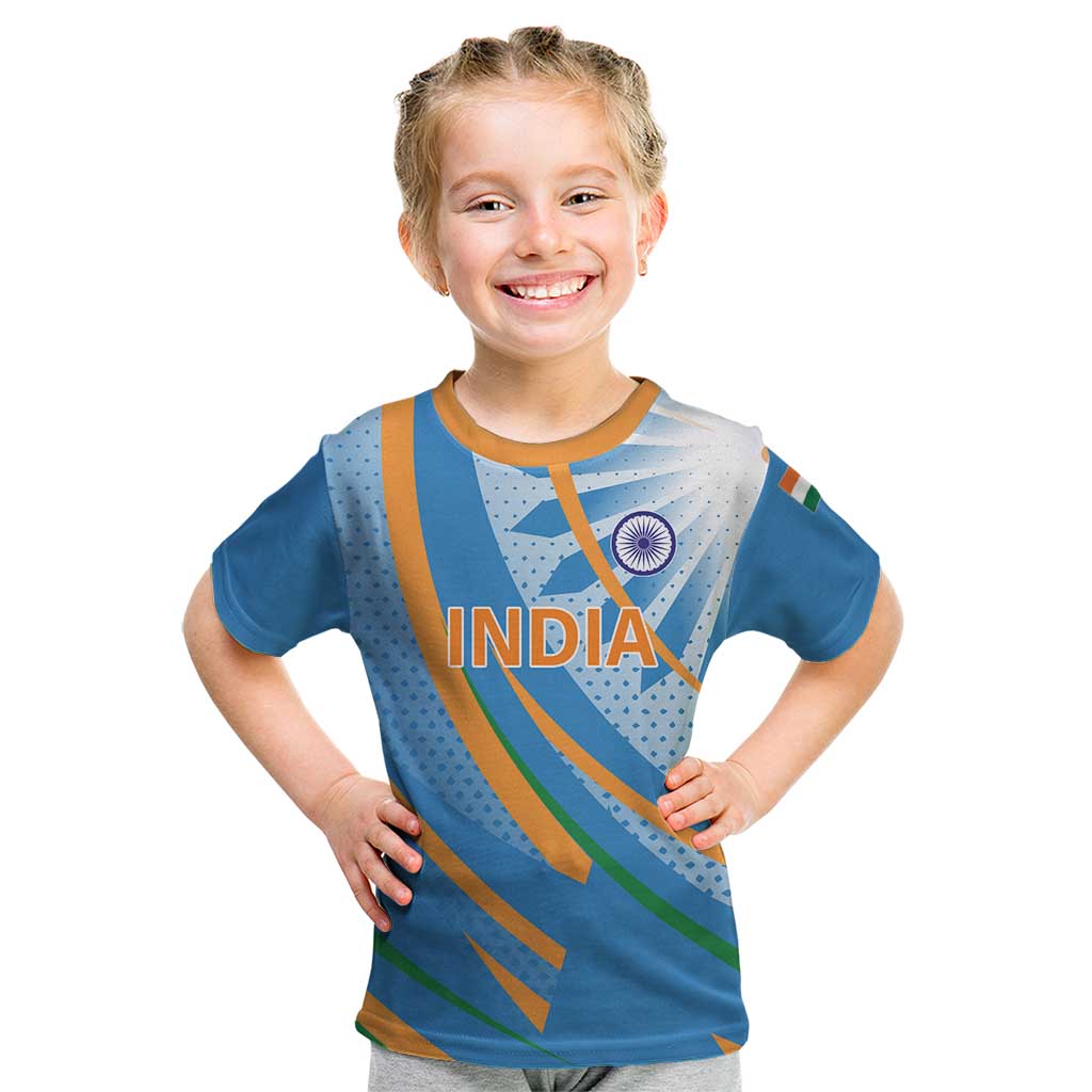 Custom India Cricket Kid T Shirt Tricolor with Ashoka Chakra