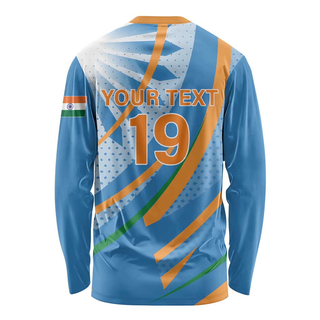 Custom India Cricket Long Sleeve Shirt Tricolor with Ashoka Chakra