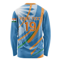 Custom India Cricket Long Sleeve Shirt Tricolor with Ashoka Chakra
