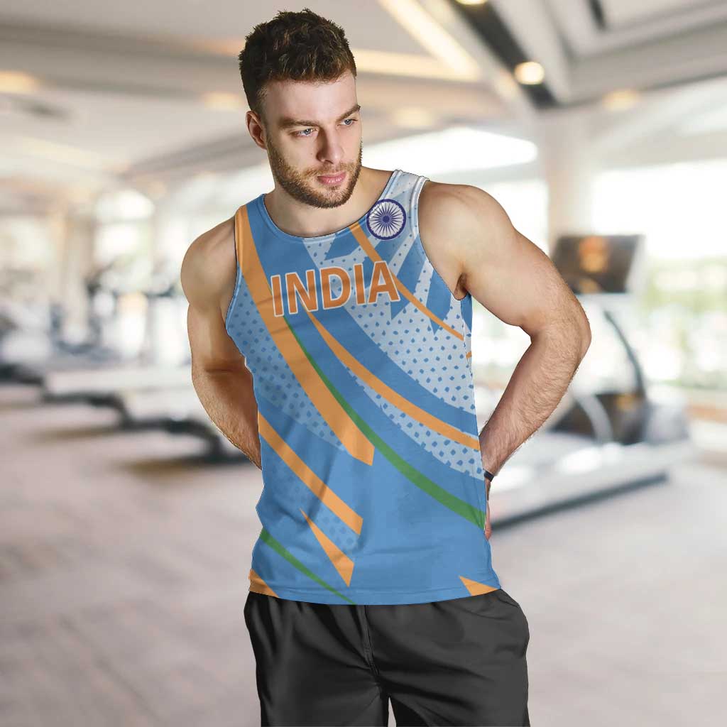 Custom India Cricket Men Tank Top Tricolor with Ashoka Chakra