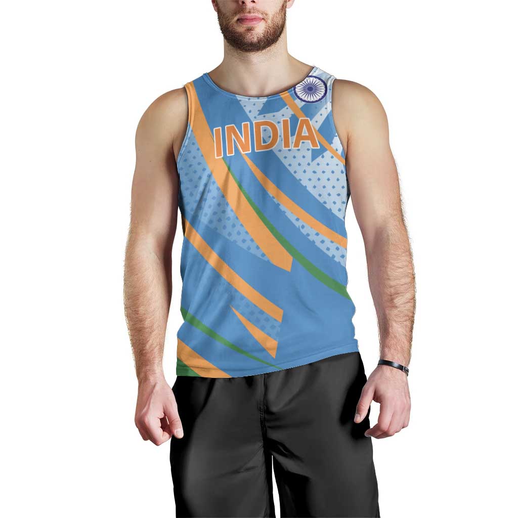 Custom India Cricket Men Tank Top Tricolor with Ashoka Chakra