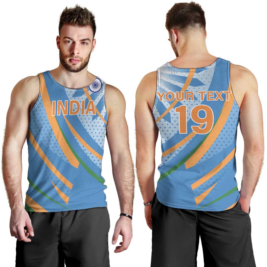 Custom India Cricket Men Tank Top Tricolor with Ashoka Chakra