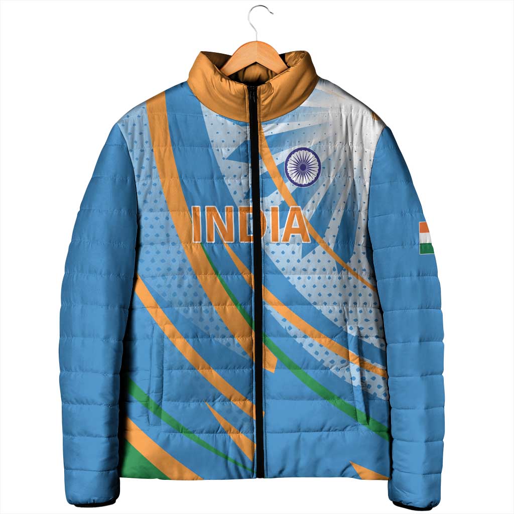 Custom India Cricket Padded Jacket Tricolor with Ashoka Chakra