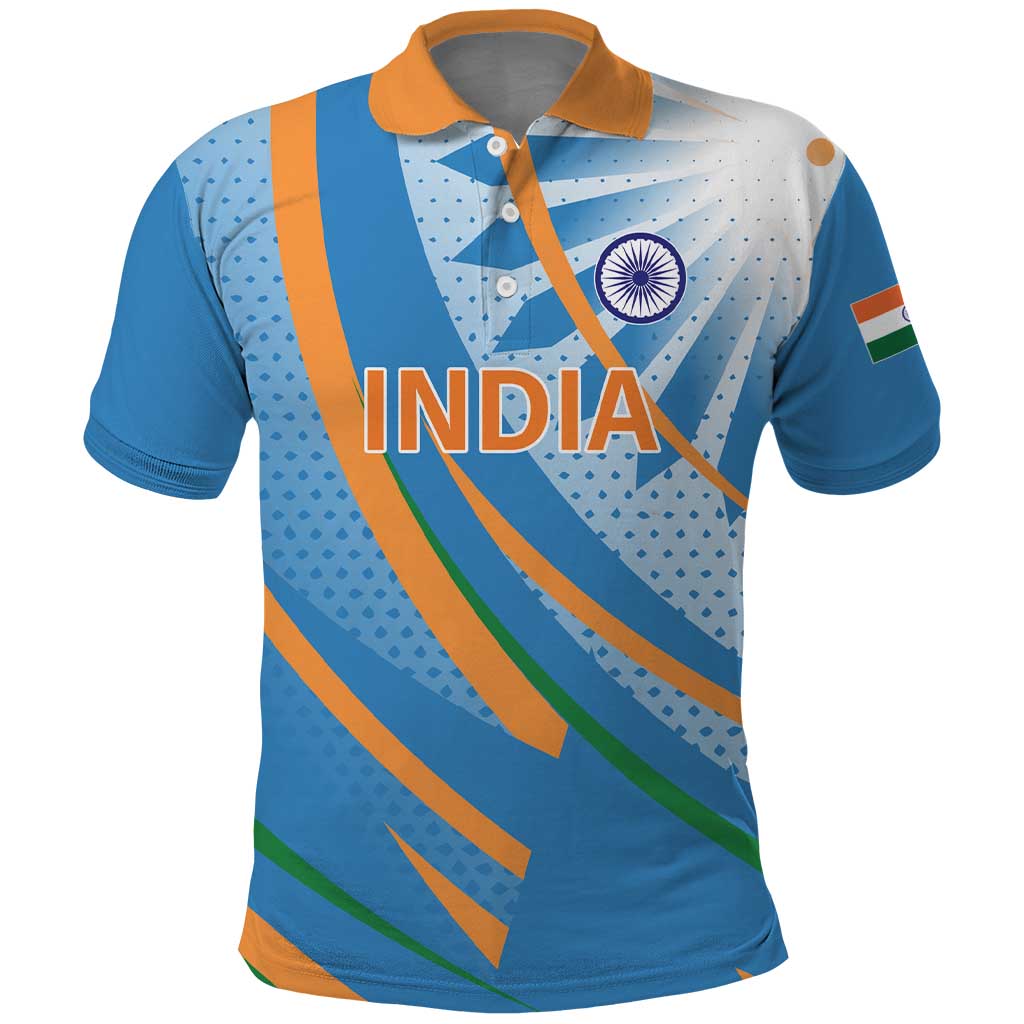 Custom India Cricket Polo Shirt Tricolor with Ashoka Chakra