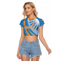 Custom India Cricket Raglan Cropped T Shirt Tricolor with Ashoka Chakra