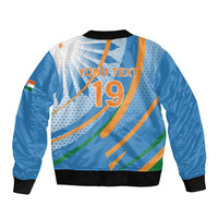 Custom India Cricket Sleeve Zip Bomber Jacket Tricolor with Ashoka Chakra