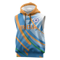 Custom India Cricket Sleeveless Hoodie Tricolor with Ashoka Chakra