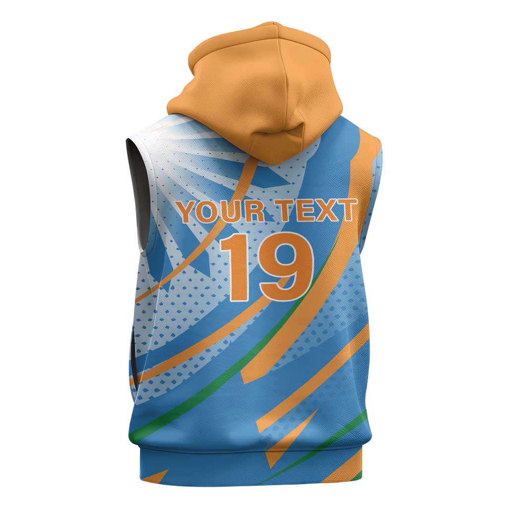 Custom India Cricket Sleeveless Hoodie Tricolor with Ashoka Chakra
