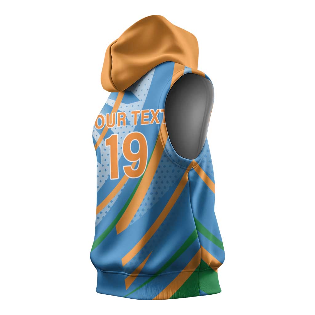 Custom India Cricket Sleeveless Hoodie Tricolor with Ashoka Chakra