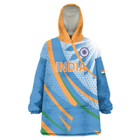Custom India Cricket Wearable Blanket Hoodie Tricolor with Ashoka Chakra