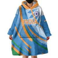 Custom India Cricket Wearable Blanket Hoodie Tricolor with Ashoka Chakra