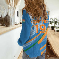 Custom India Cricket Women Casual Shirt Tricolor with Ashoka Chakra