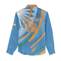 Custom India Cricket Women Casual Shirt Tricolor with Ashoka Chakra