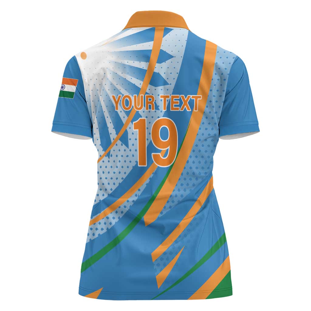 Custom India Cricket Women Polo Shirt Tricolor with Ashoka Chakra