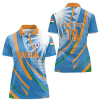 Custom India Cricket Women Polo Shirt Tricolor with Ashoka Chakra