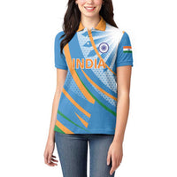 Custom India Cricket Women Polo Shirt Tricolor with Ashoka Chakra