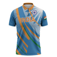 Custom India Cricket Zipper Polo Shirt Tricolor with Ashoka Chakra