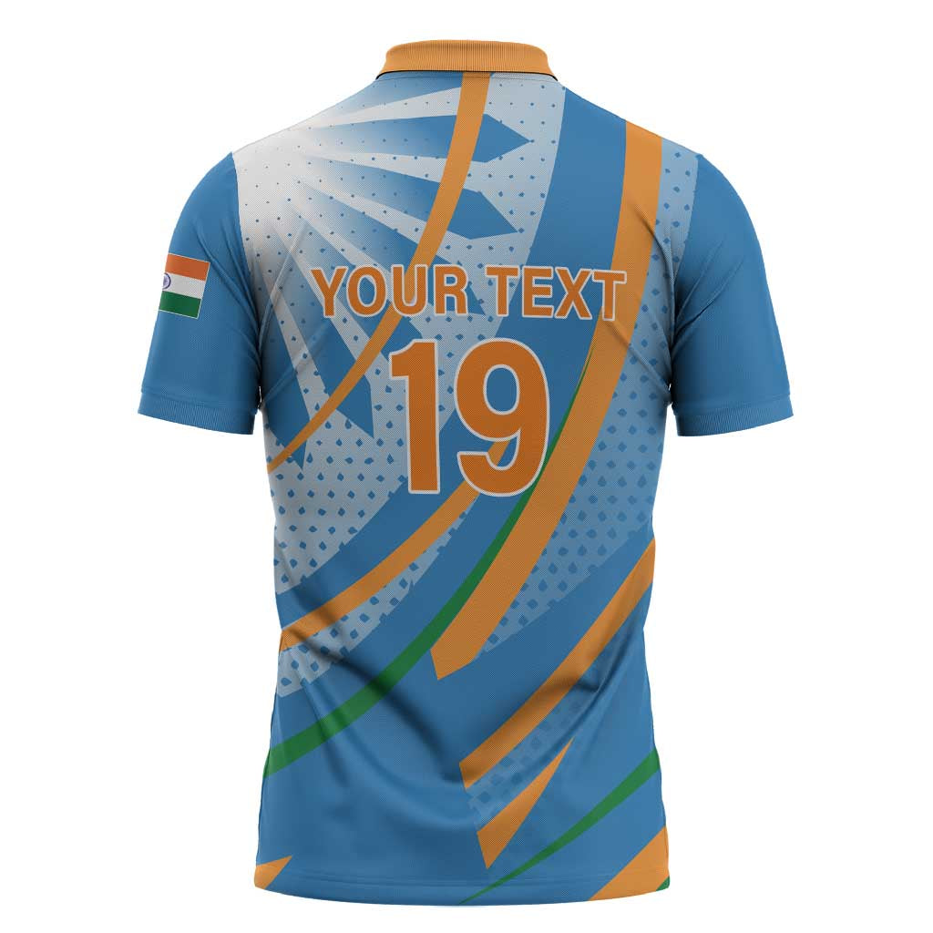 Custom India Cricket Zipper Polo Shirt Tricolor with Ashoka Chakra
