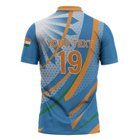 Custom India Cricket Zipper Polo Shirt Tricolor with Ashoka Chakra