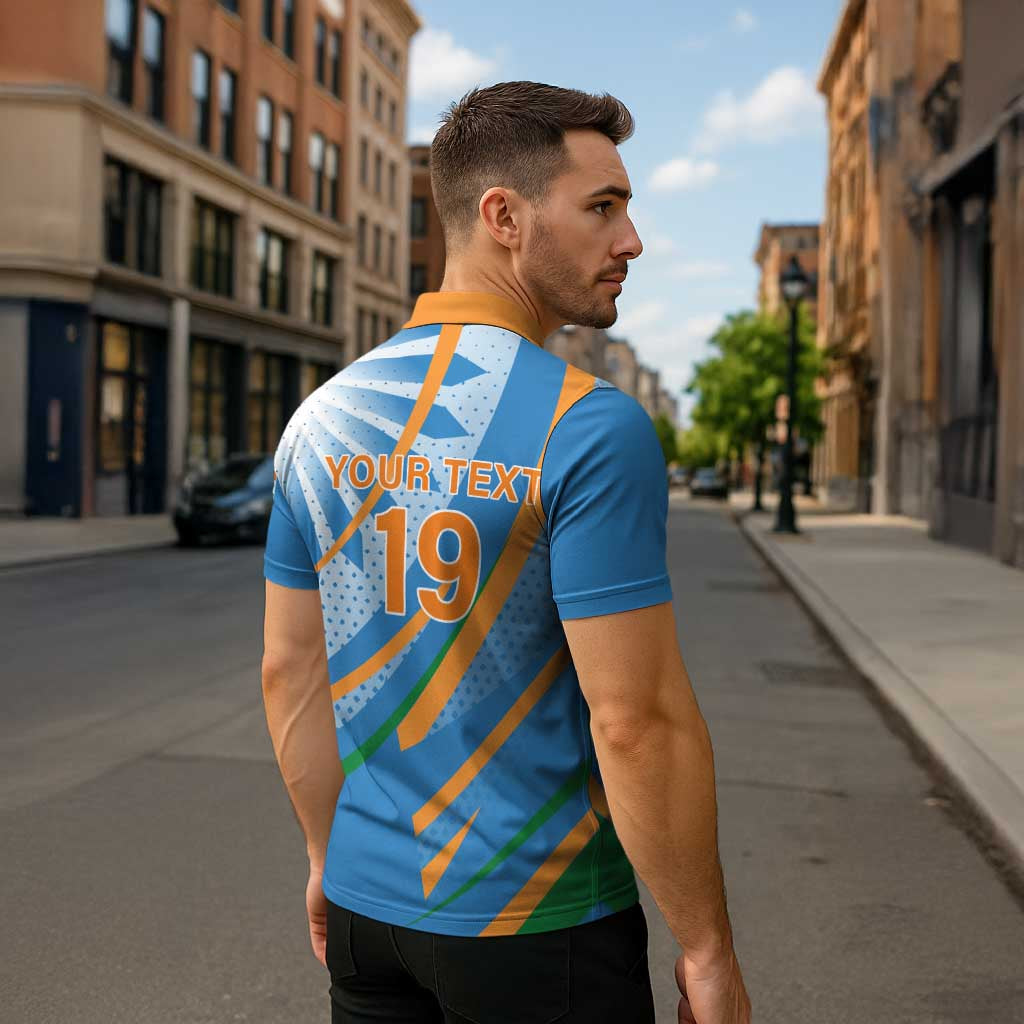 Custom India Cricket Zipper Polo Shirt Tricolor with Ashoka Chakra