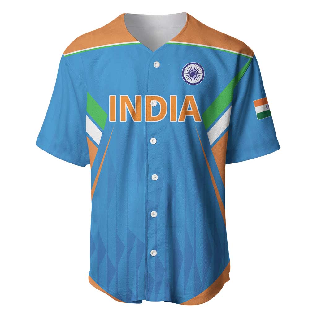 Custom India Cricket Baseball Jersey Let’s Go Champions Men in Blue
