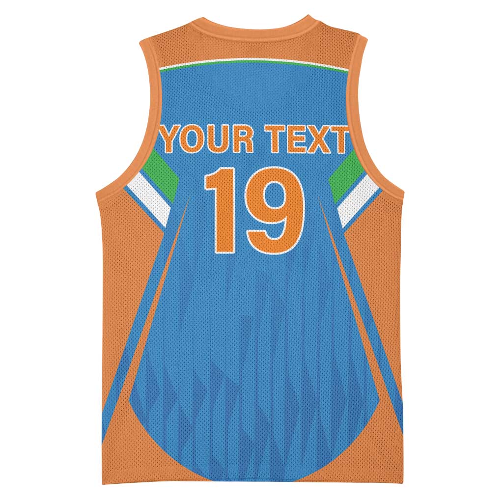 Custom India Cricket Basketball Jersey Let’s Go Champions Men in Blue