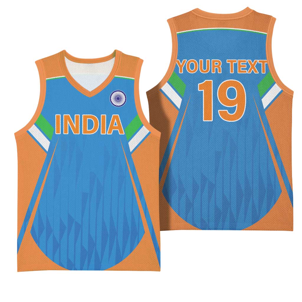Custom India Cricket Basketball Jersey Let’s Go Champions Men in Blue