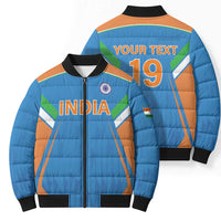 Custom India Cricket Bomber Puffer Jacket Let’s Go Champions Men in Blue