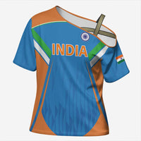 Custom India Cricket Cross Shoulder Shirt Let’s Go Champions Men in Blue
