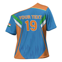 Custom India Cricket Cross Shoulder Shirt Let’s Go Champions Men in Blue