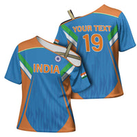 Custom India Cricket Cross Shoulder Shirt Let’s Go Champions Men in Blue