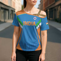 Custom India Cricket Cross Shoulder Shirt Let’s Go Champions Men in Blue