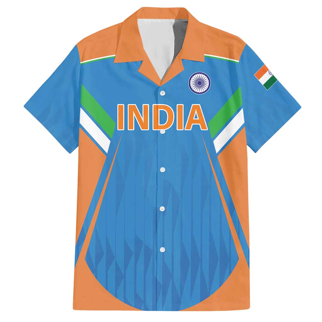 Custom India Cricket Hawaiian Shirt Let’s Go Champions Men in Blue