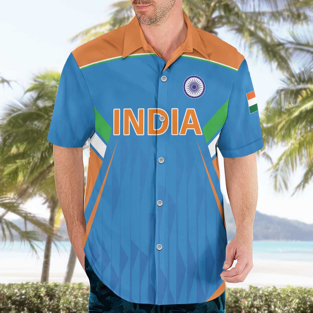 Custom India Cricket Hawaiian Shirt Let’s Go Champions Men in Blue