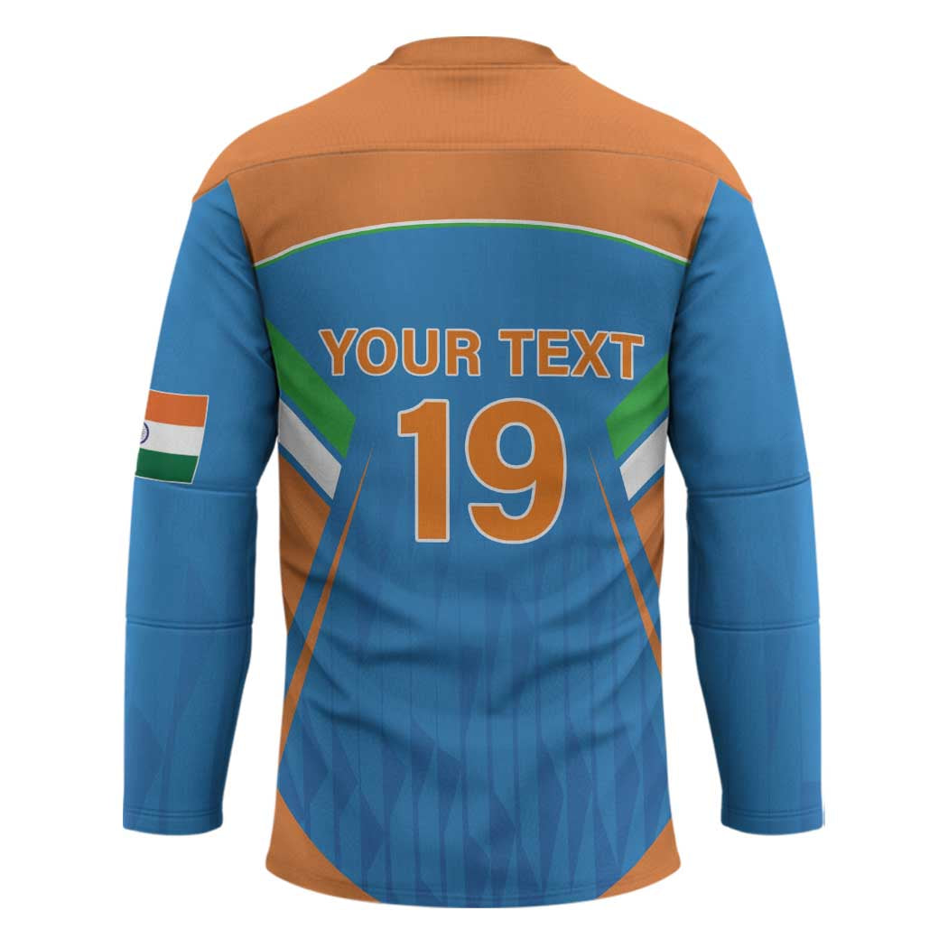 Custom India Cricket Hockey Jersey Let’s Go Champions Men in Blue