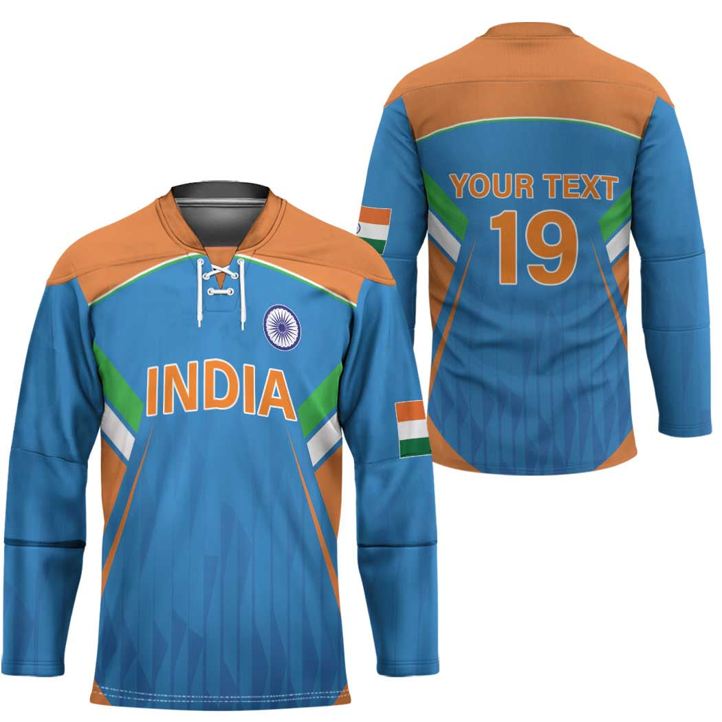 Custom India Cricket Hockey Jersey Let’s Go Champions Men in Blue