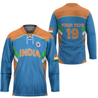 Custom India Cricket Hockey Jersey Let’s Go Champions Men in Blue
