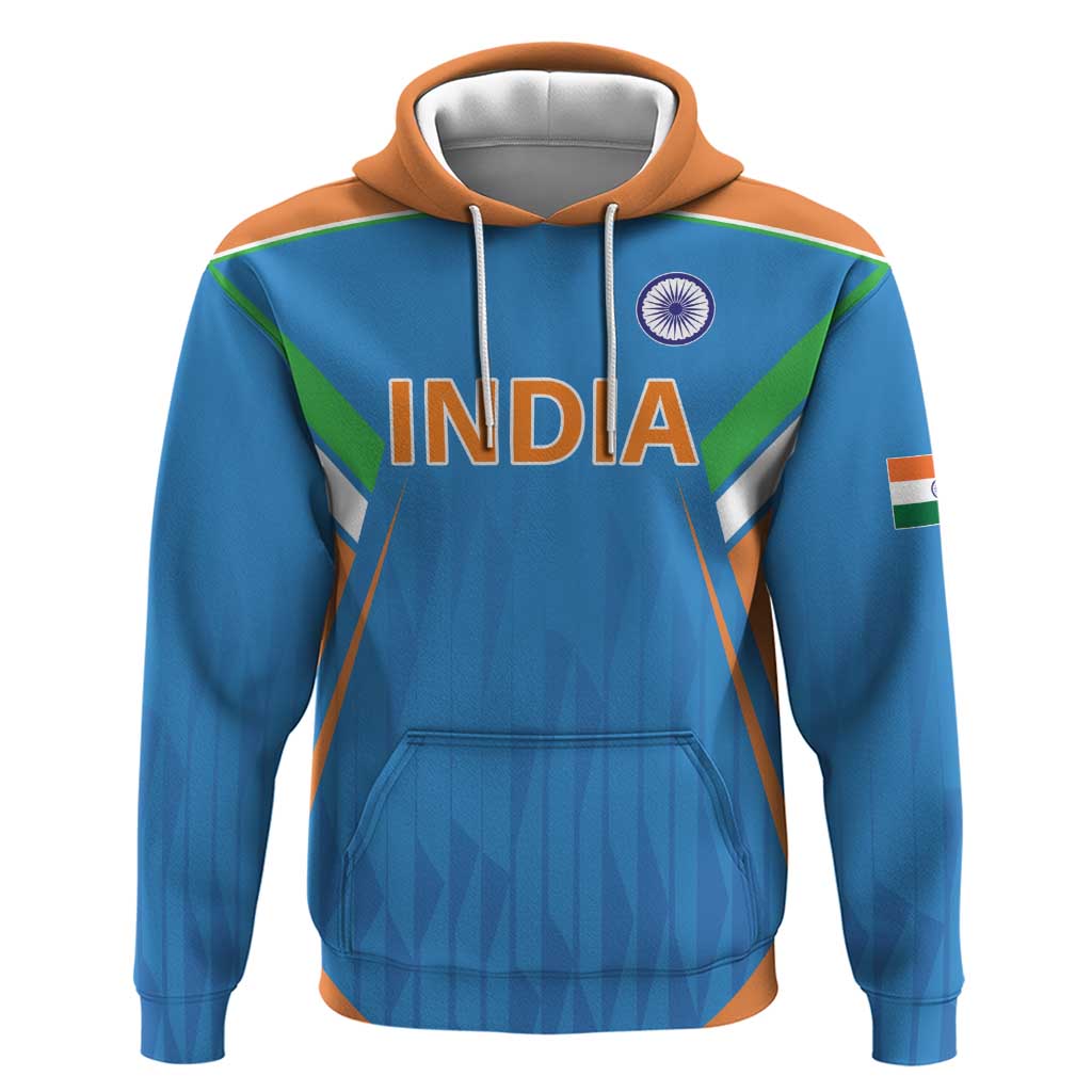 Custom India Cricket Hoodie Let’s Go Champions Men in Blue