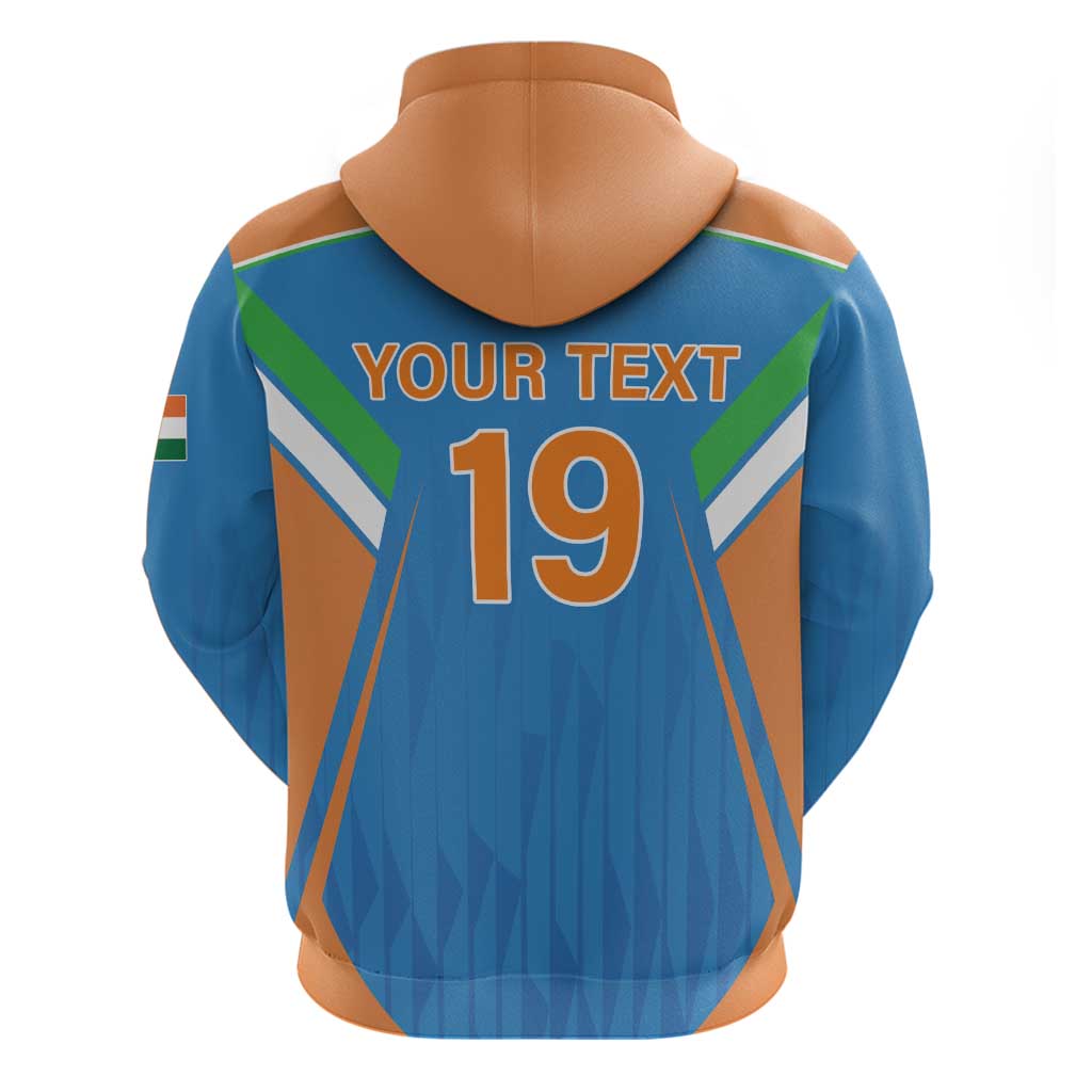 Custom India Cricket Hoodie Let’s Go Champions Men in Blue