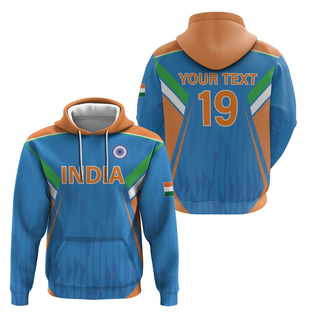 Custom India Cricket Hoodie Let’s Go Champions Men in Blue