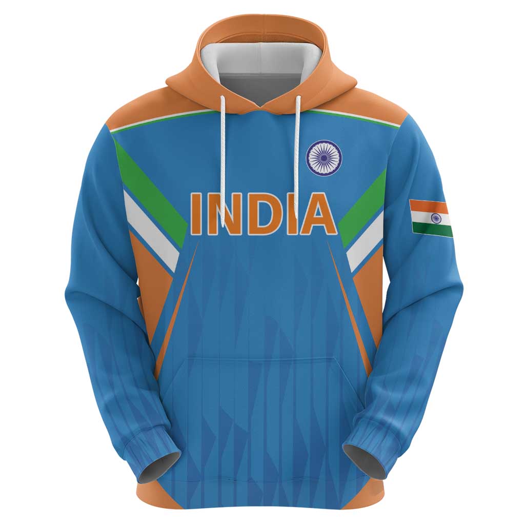 Custom India Cricket Hoodie Let’s Go Champions Men in Blue