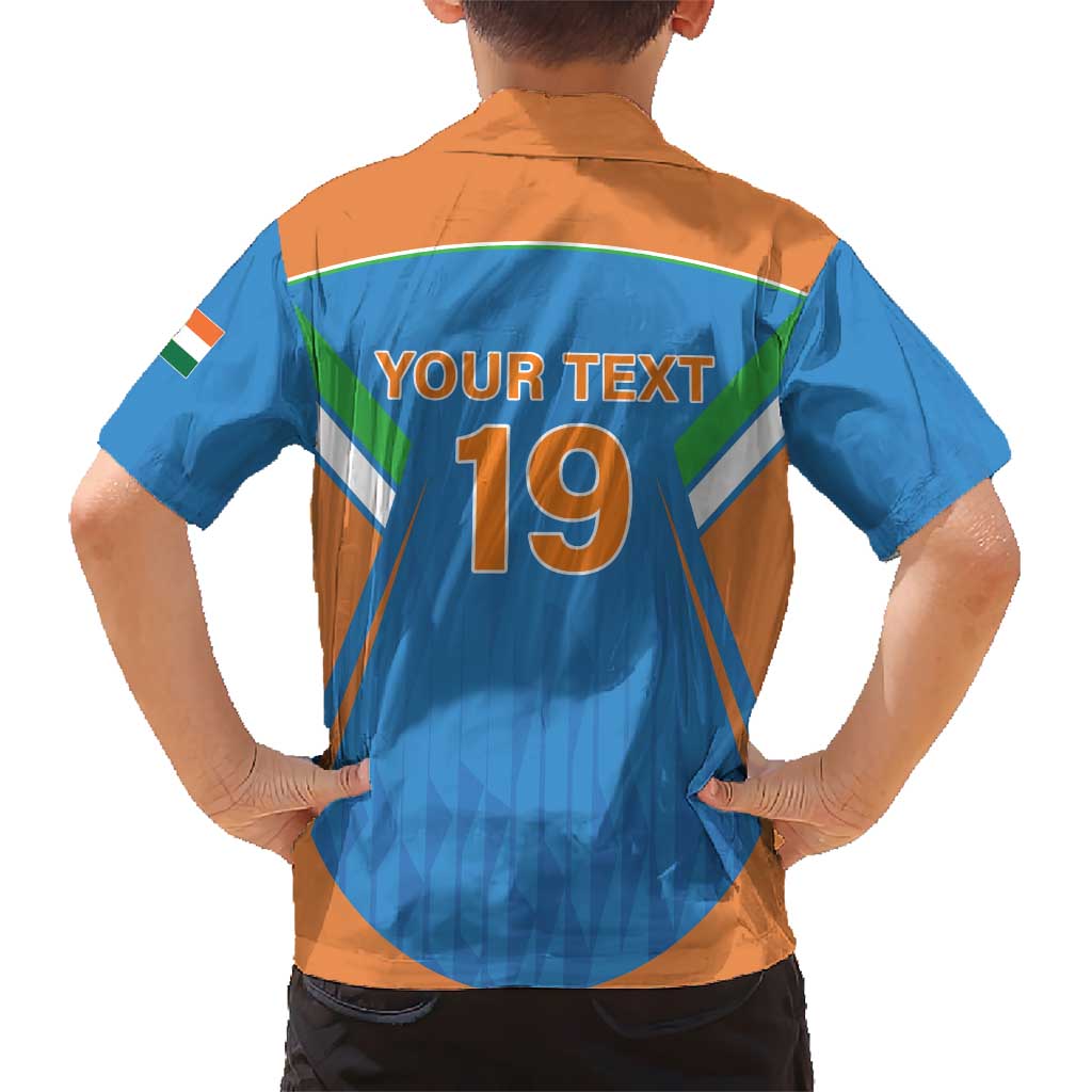 Custom India Cricket Kid Hawaiian Shirt Let’s Go Champions Men in Blue