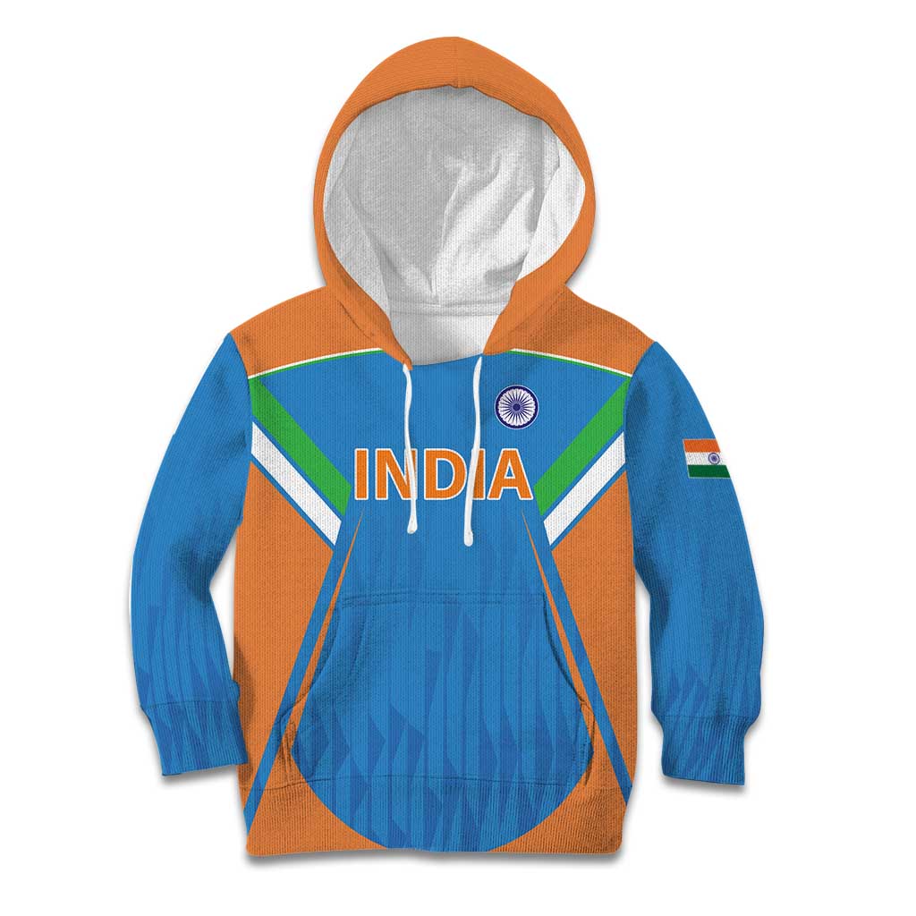 Custom India Cricket Kid Hoodie Let’s Go Champions Men in Blue