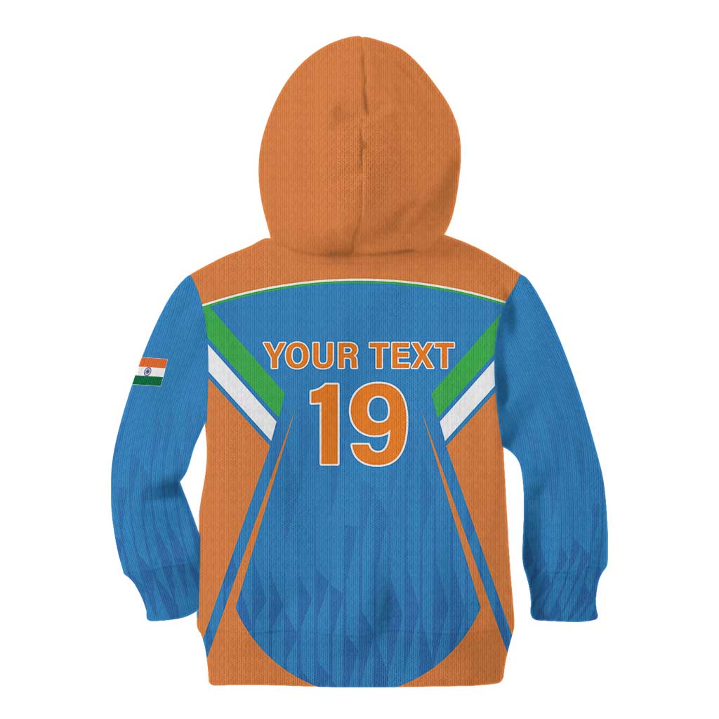 Custom India Cricket Kid Hoodie Let’s Go Champions Men in Blue