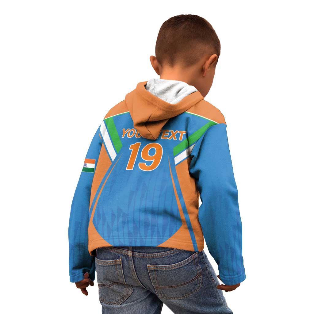 Custom India Cricket Kid Hoodie Let’s Go Champions Men in Blue