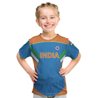 Custom India Cricket Kid T Shirt Let’s Go Champions Men in Blue