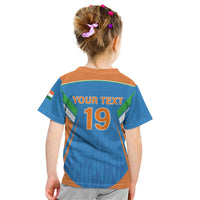 Custom India Cricket Kid T Shirt Let’s Go Champions Men in Blue