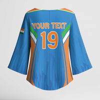 Custom India Cricket Kimono Sleeve Blouse Let’s Go Champions Men in Blue