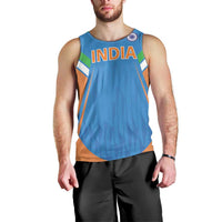 Custom India Cricket Men Tank Top Let’s Go Champions Men in Blue