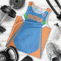 Custom India Cricket Men Tank Top Let’s Go Champions Men in Blue